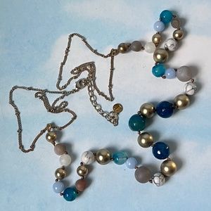 VINTAGE TALBOTS Necklace Mixed Beads and Double Chain 32"-35"